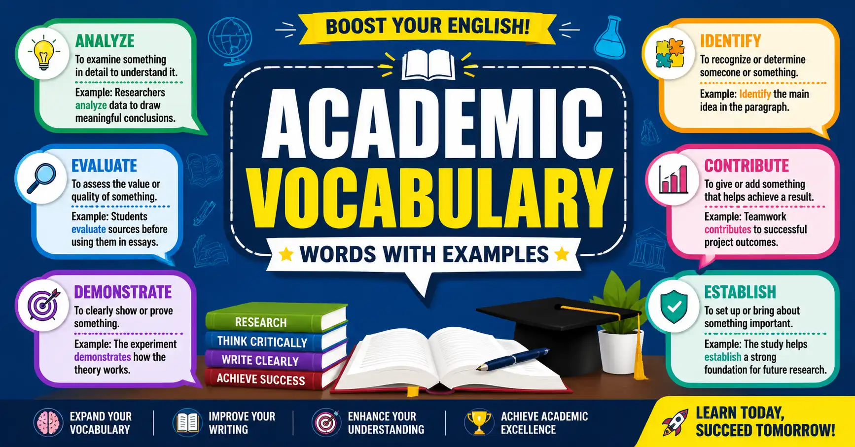 academic vocabulary words with examples