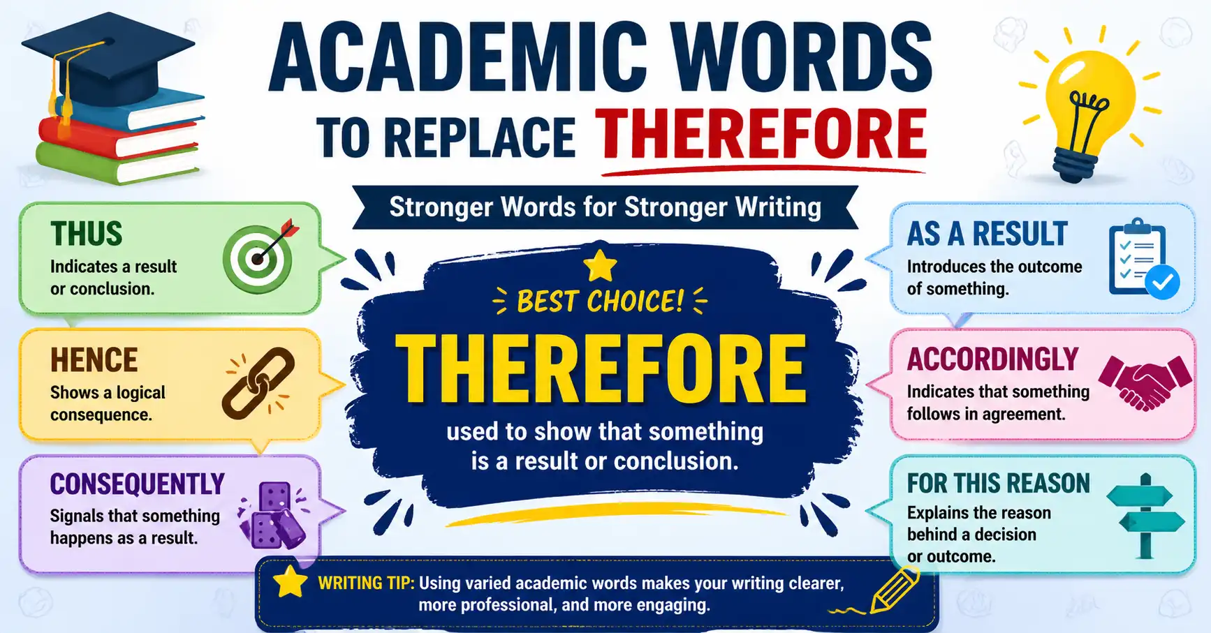 academic words to replace therefore