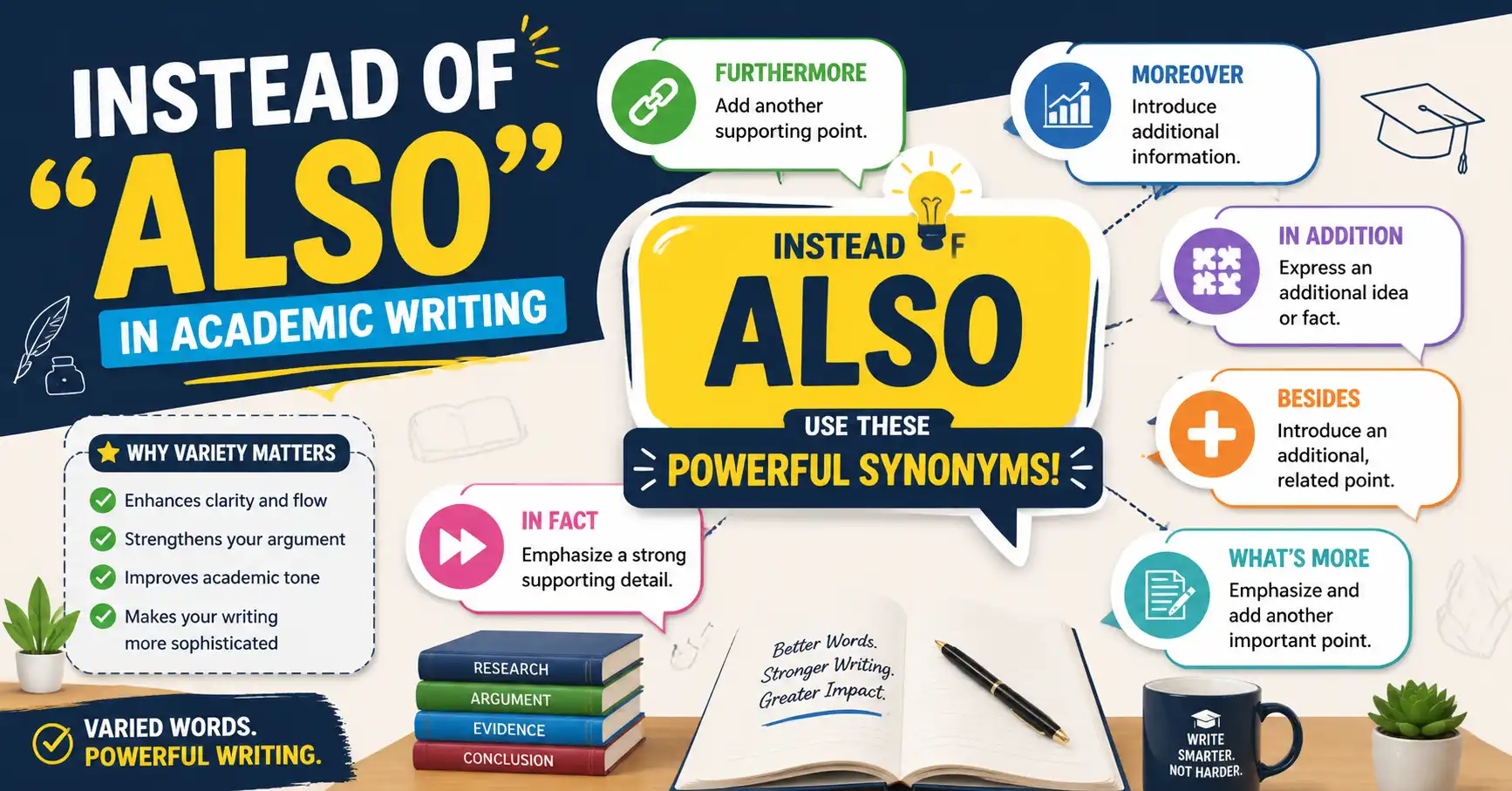 instead of also in academic writing