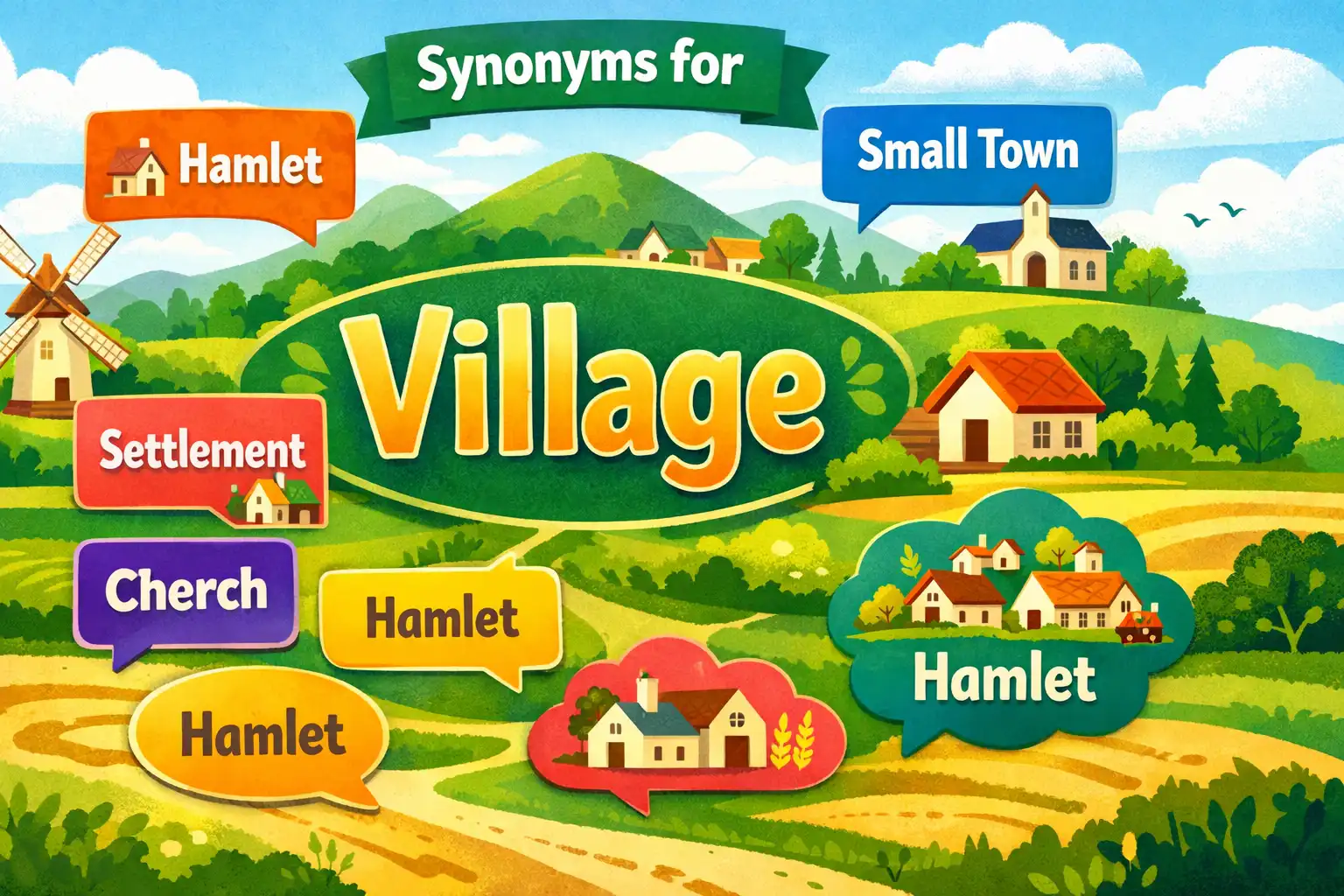 synonyms for village