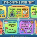 synonyms for by