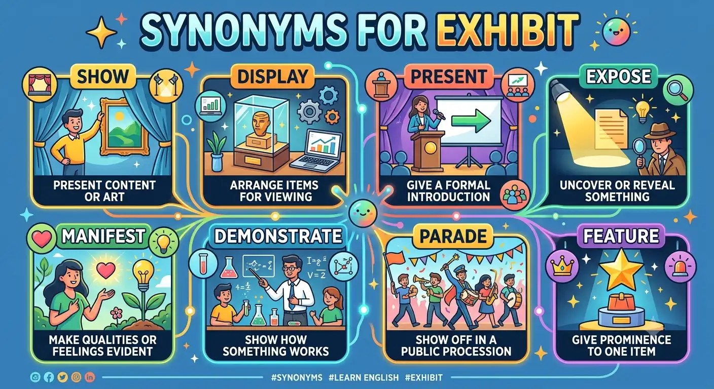 synonyms for exhibit