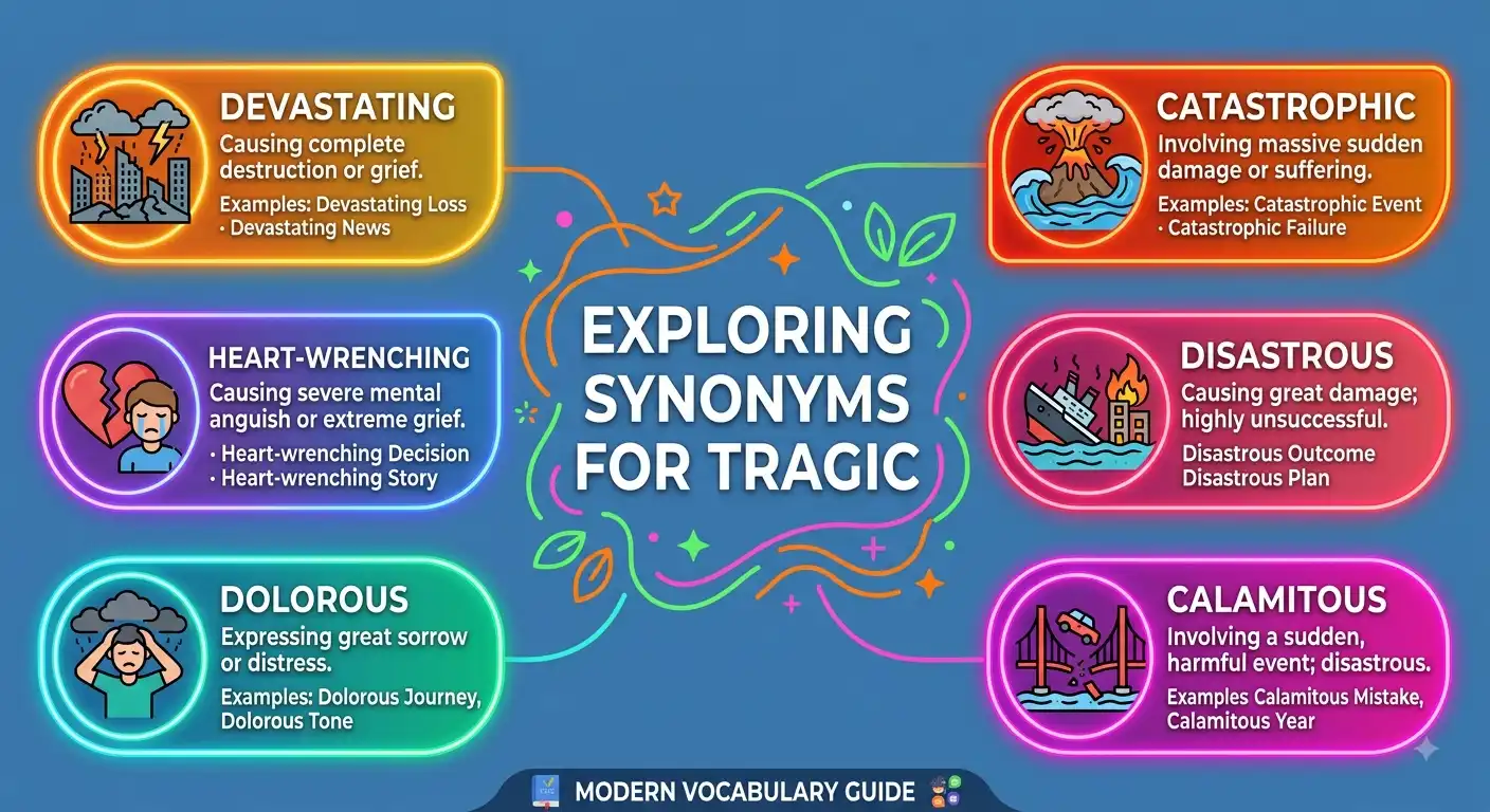synonyms for tragic